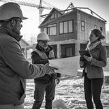 Baustelle mit Bauunternehmen vor Ort