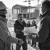 Landschaftsarchitekt mit Entwurfsplänen